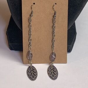 💐5/25 extra long dangle chain leaf statement